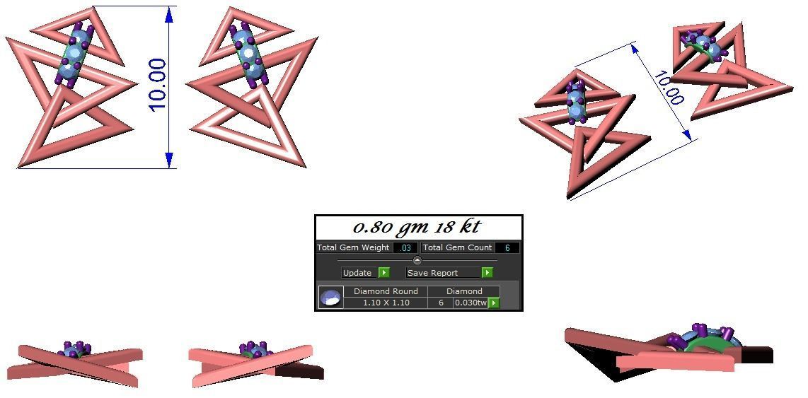 High Jewelry Pendant Earrings set 3dm stl 1-render detail 3D print model_1