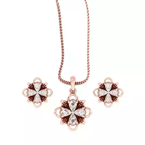 High Jewelry Flower Pendant Earrings set 3dm stl 1-render 3D print model