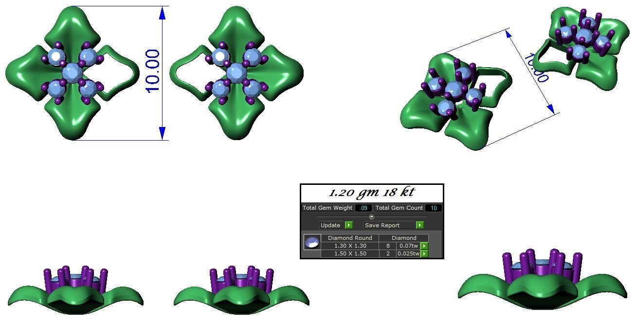 High Jewelry flower Pendant Earrings set 3dm stl 1-render detail 3D print model_1