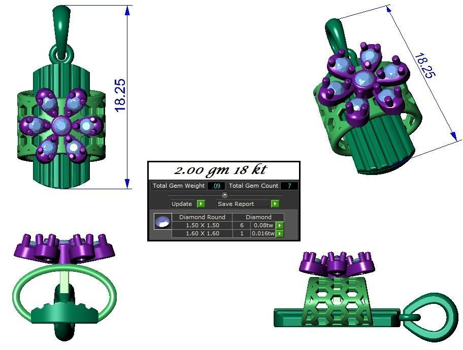 High Jewelry Flower Pendant Earrings set 3dm stl 1-render detail 3D print model_2