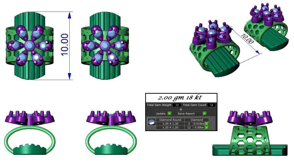 High Jewelry Flower Pendant Earrings set 3dm stl 1-render detail 3D print model_1