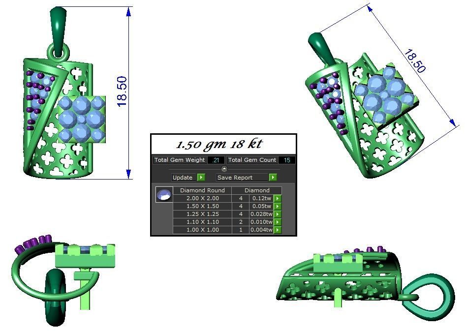 High Jewelry Pendant Earrings set 3dm stl 1-render detail 3D print model_2