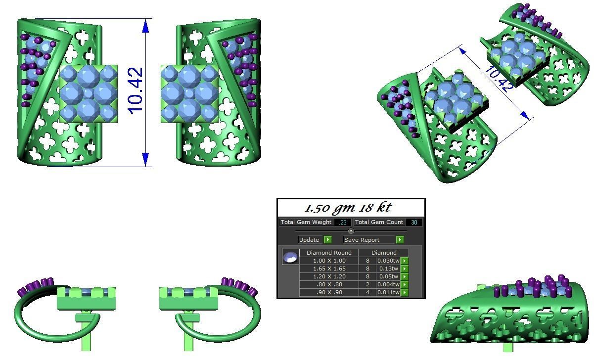 High Jewelry Pendant Earrings set 3dm stl 1-render detail 3D print model_1
