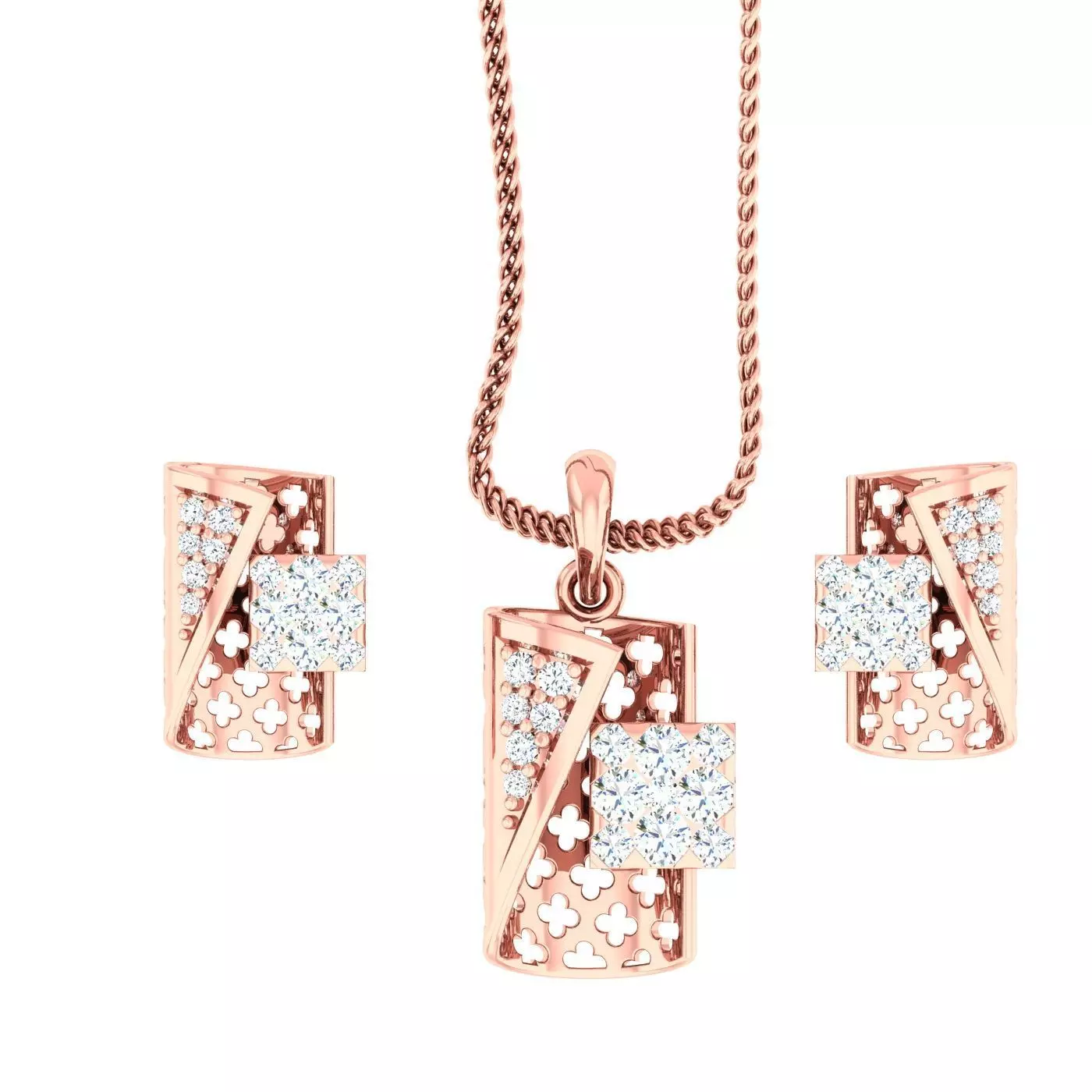 High Jewelry Pendant Earrings set 3dm stl 1-render detail 3D print model_0