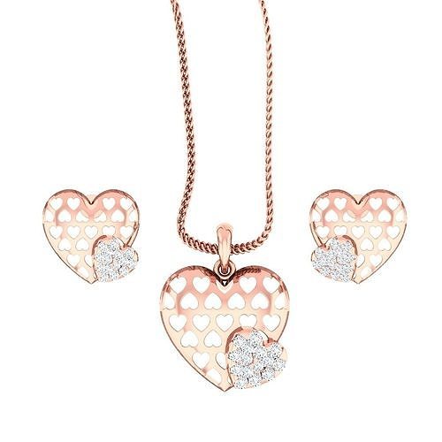 High Jewelry Heart Pendant Earrings set 3dm stl 1-render detail 3D print model