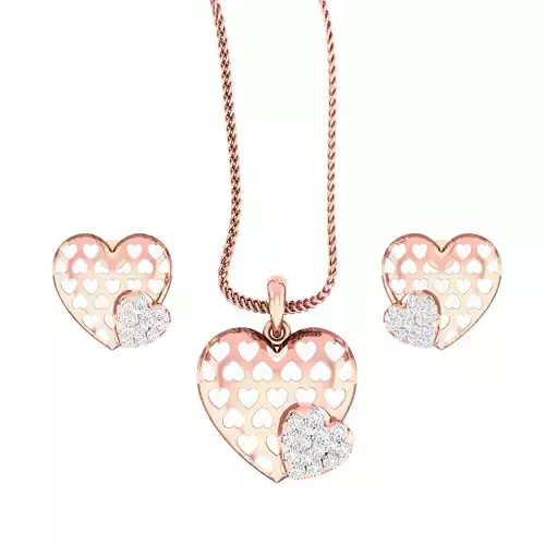 High Jewelry Heart Pendant Earrings set 3dm stl 1-render detail