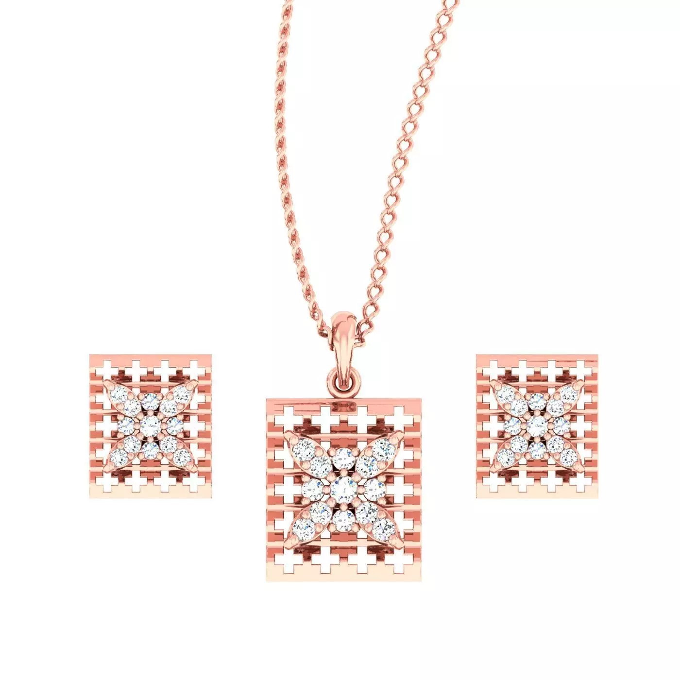 High Jewelry Pendant Earrings set 3dm stl 1-render detail 3D print model_0