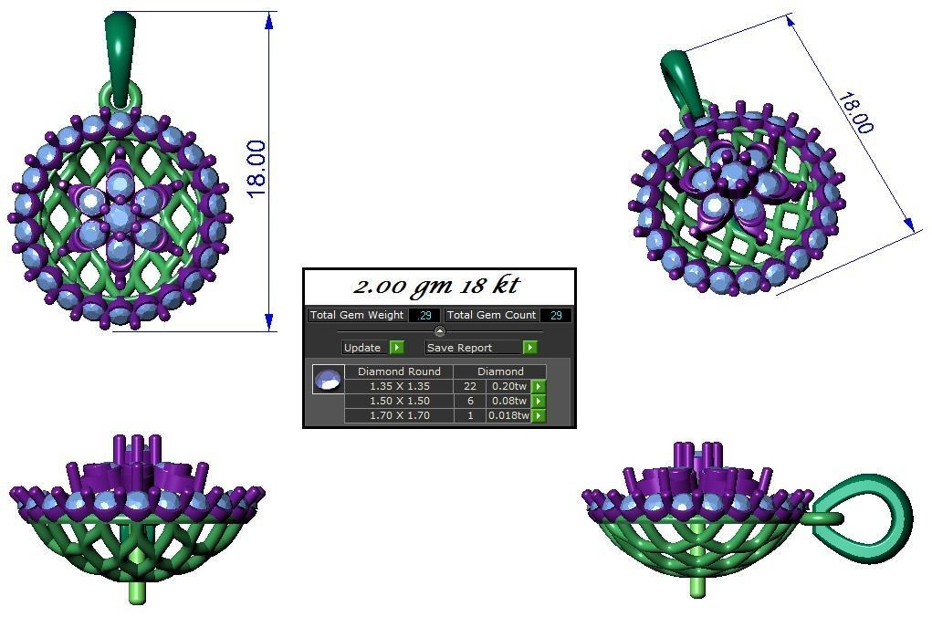 High Jewelry Flower Pendant Earrings set 3dm stl 1-render 3D print model_2