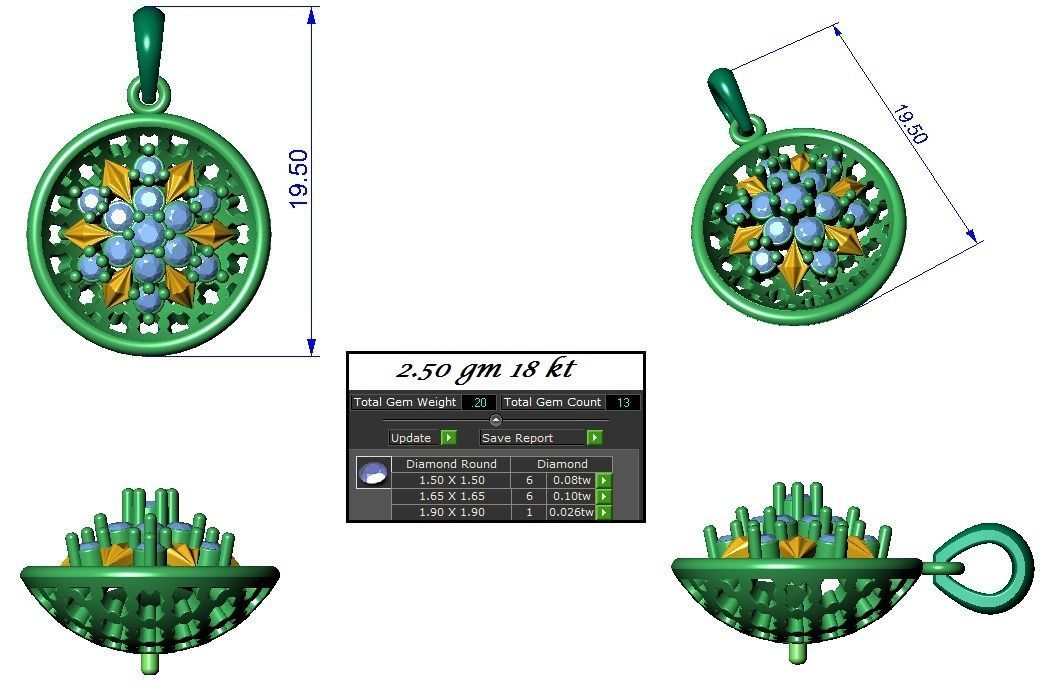 High Jewelry flower Pendant Earrings set 3dm stl 1-render detail 3D print model_2