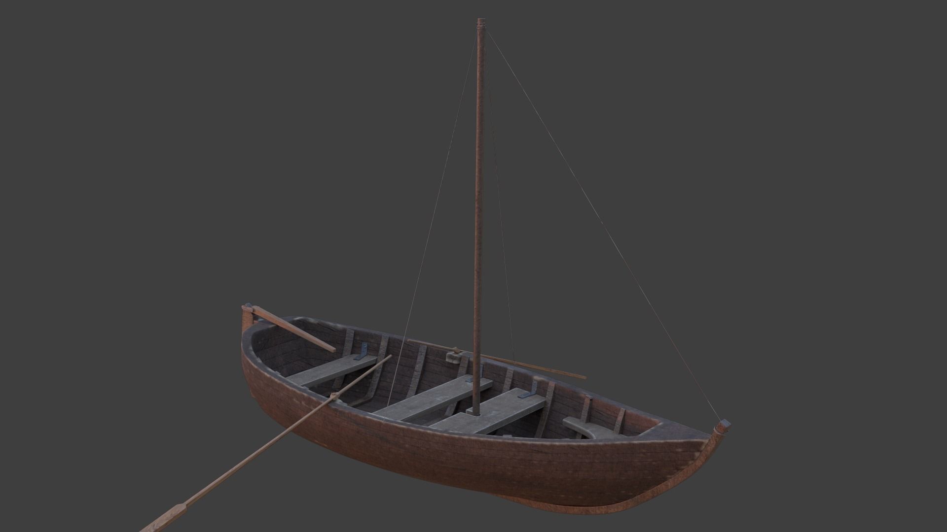 Boat - Rowboat - Sailboat - Animated Low-poly 3D model_3