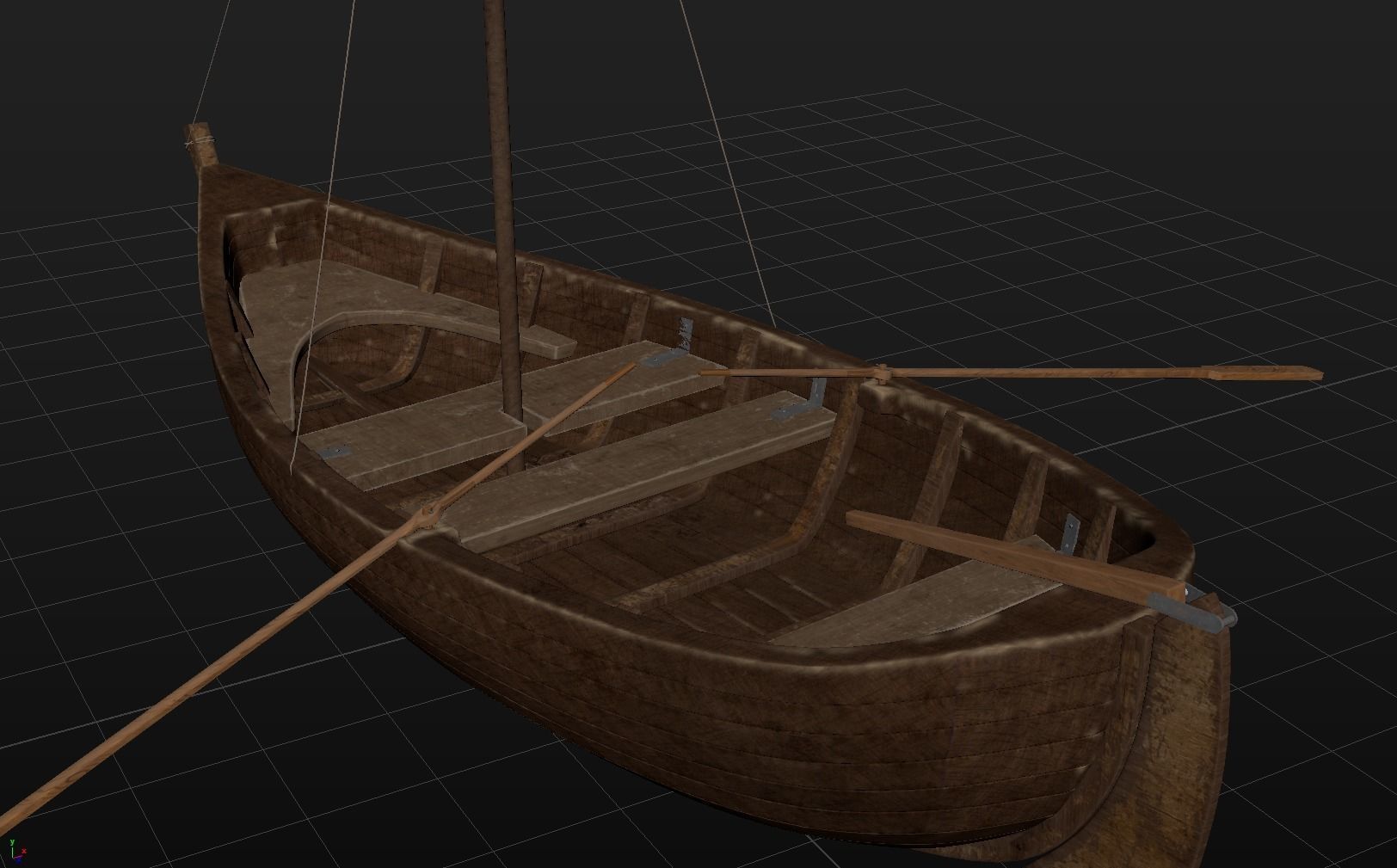 Boat - Rowboat - Sailboat - Animated Low-poly 3D model_9