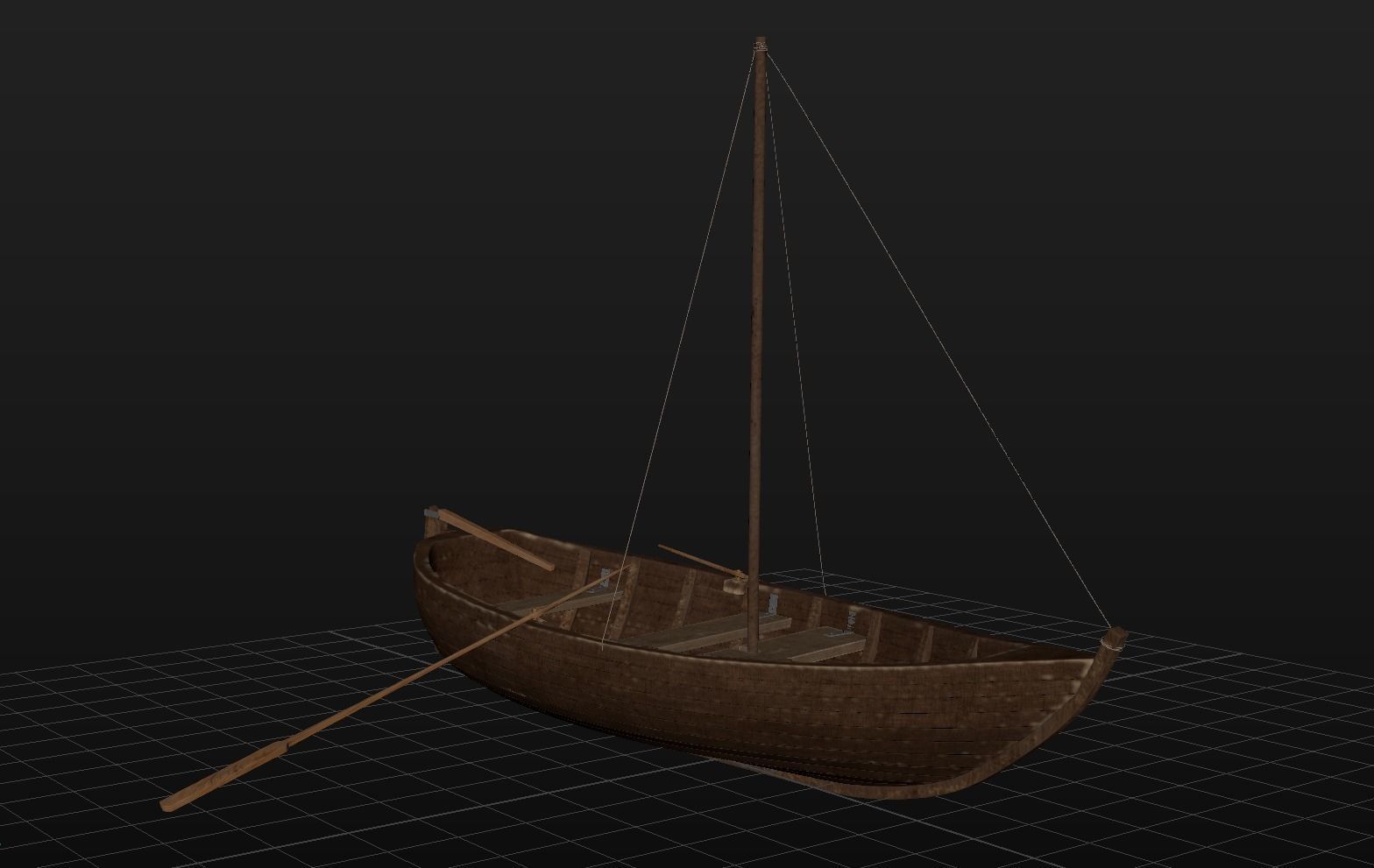 Boat - Rowboat - Sailboat - Animated Low-poly 3D model_7