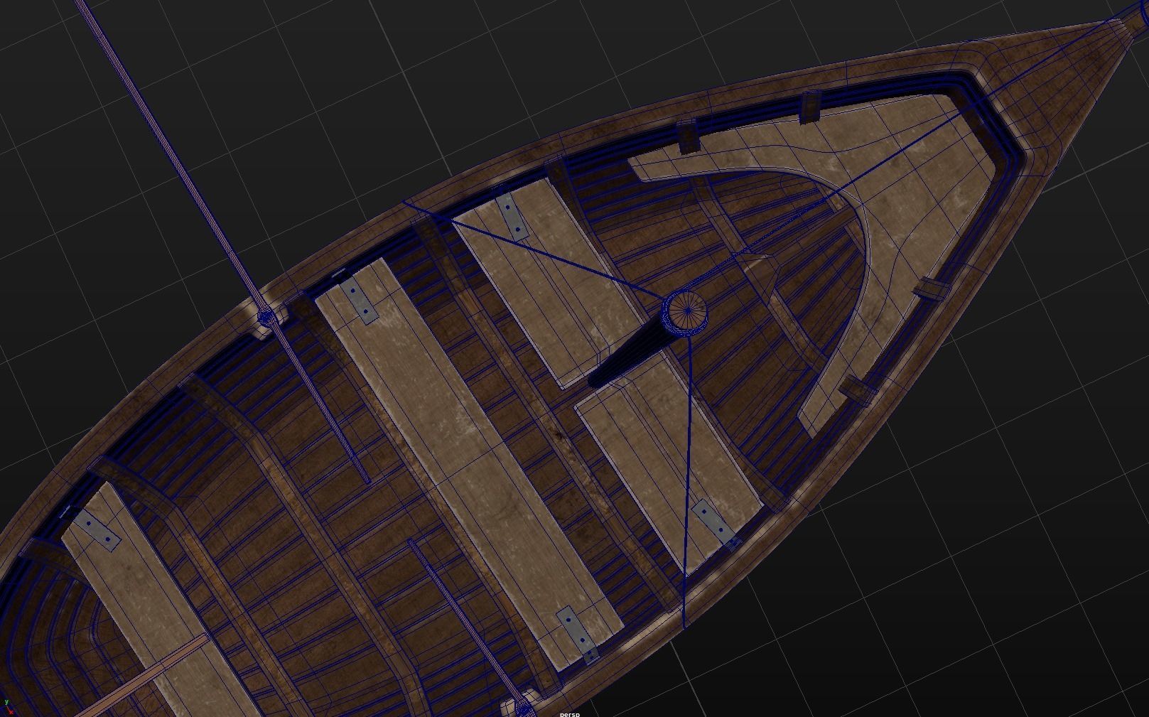 Boat - Rowboat - Sailboat - Animated Low-poly 3D model_10