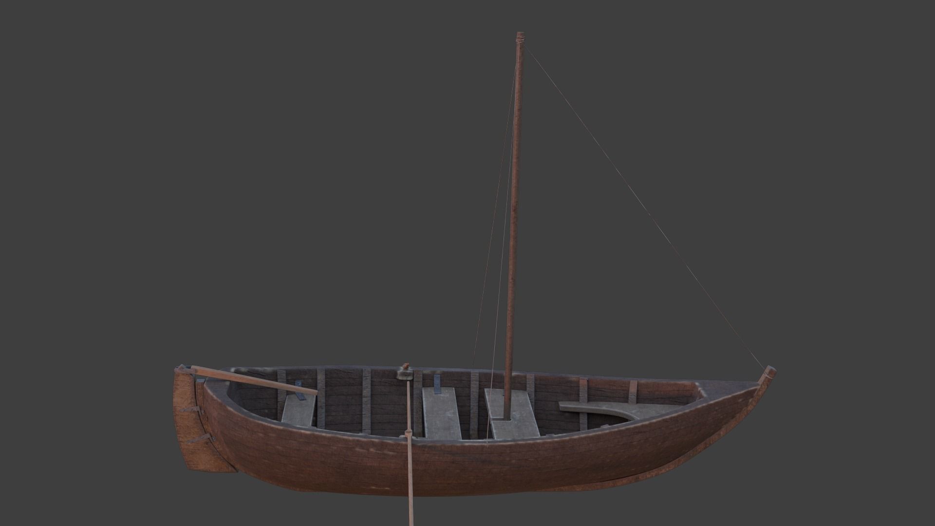 Boat - Rowboat - Sailboat - Animated Low-poly 3D model_4