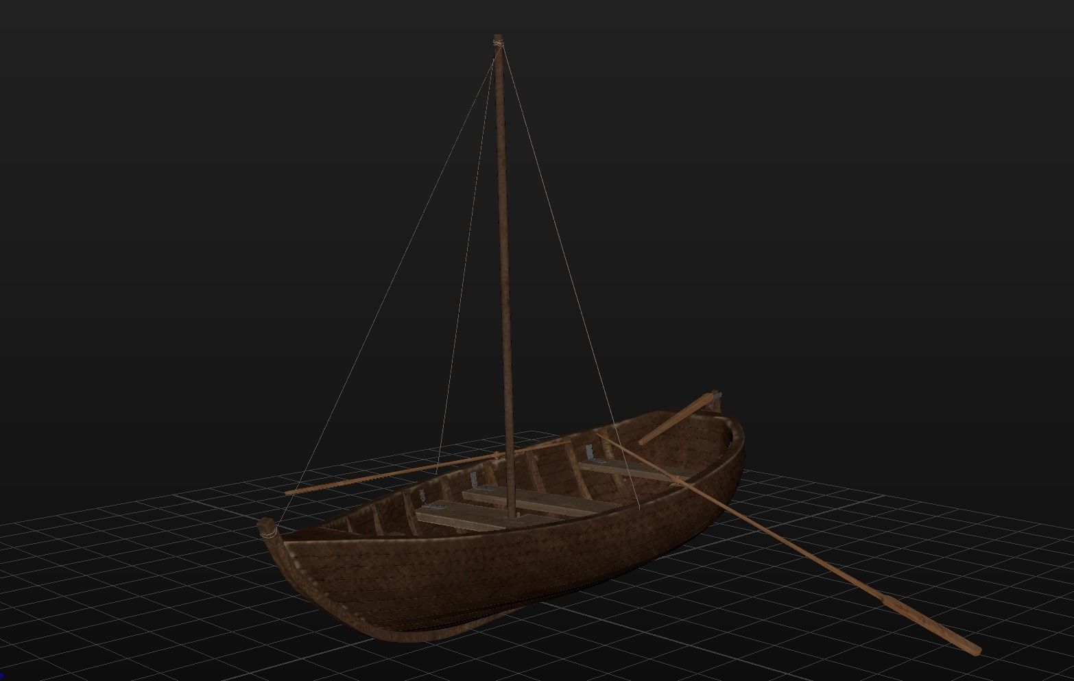 Boat - Rowboat - Sailboat - Animated Low-poly 3D model_8