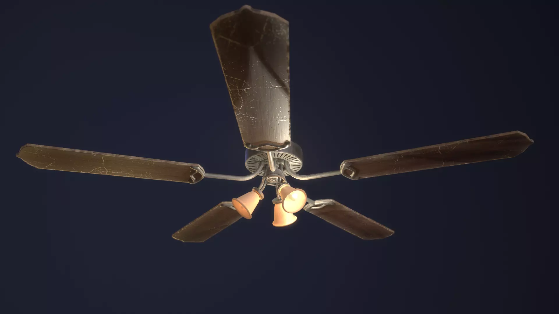 Retro Ceiling Fan Low-poly 3D model_0