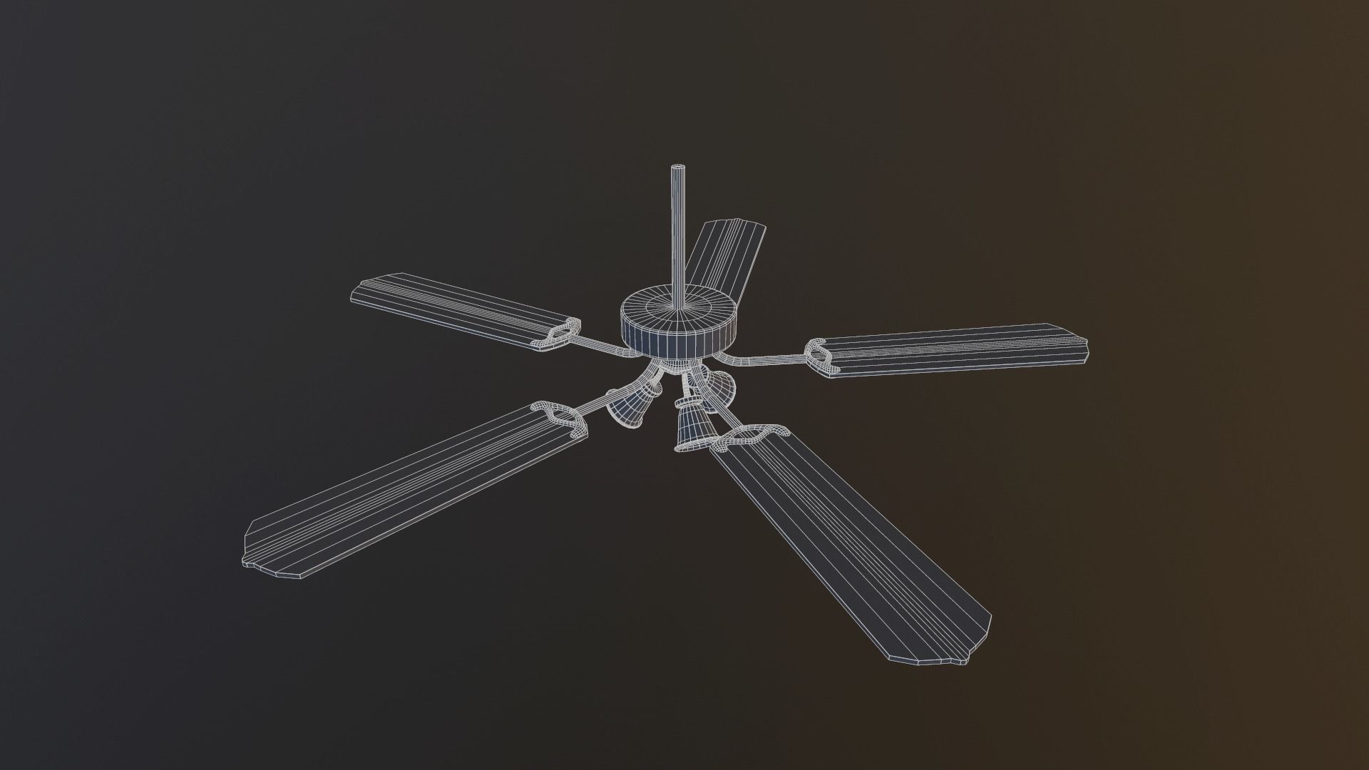 Retro Ceiling Fan Low-poly 3D model_7