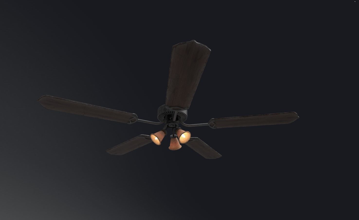 Retro Ceiling Fan Low-poly 3D model_8