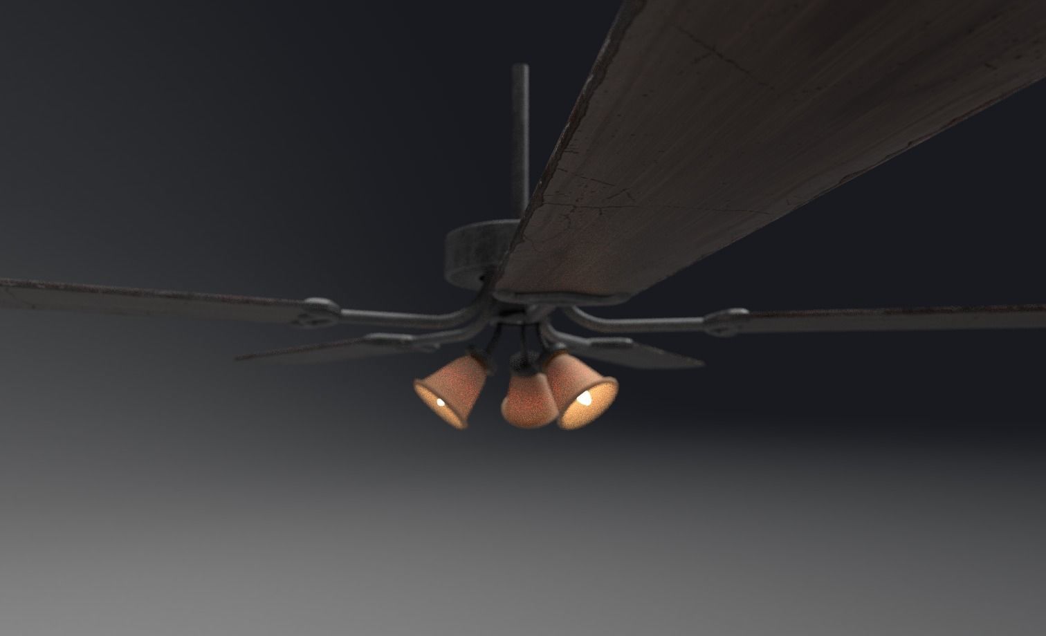 Retro Ceiling Fan Low-poly 3D model_4