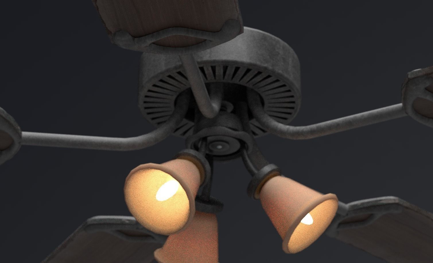 Retro Ceiling Fan Low-poly 3D model_5