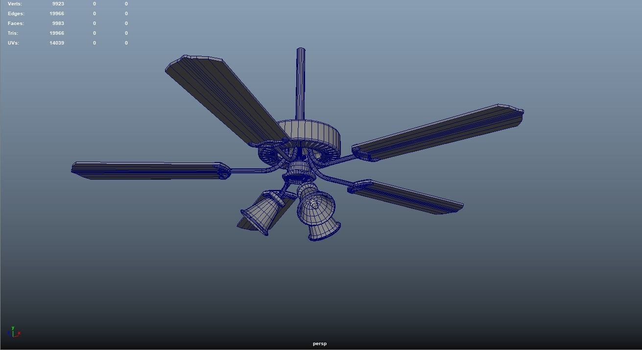 Retro Ceiling Fan Low-poly 3D model_6