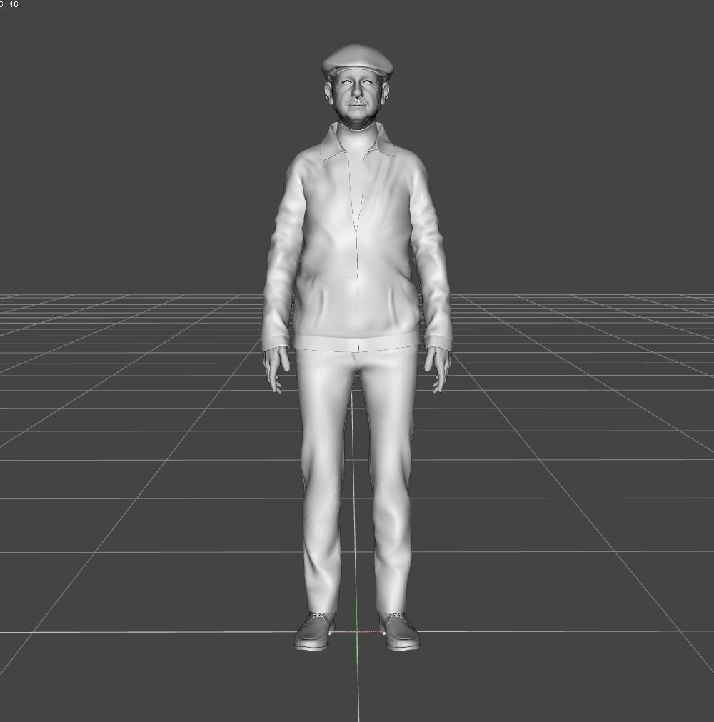 Old Man Photo realistic Character Low-poly 3D model_7