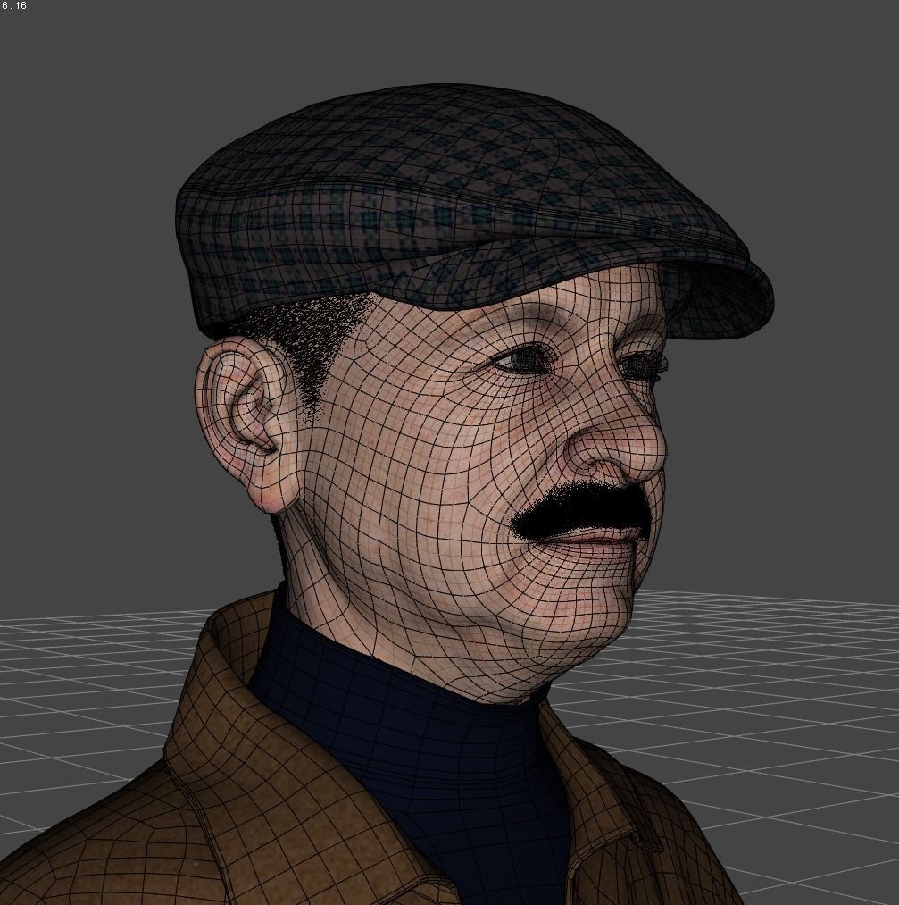 Old Man Photo realistic Character Low-poly 3D model_4