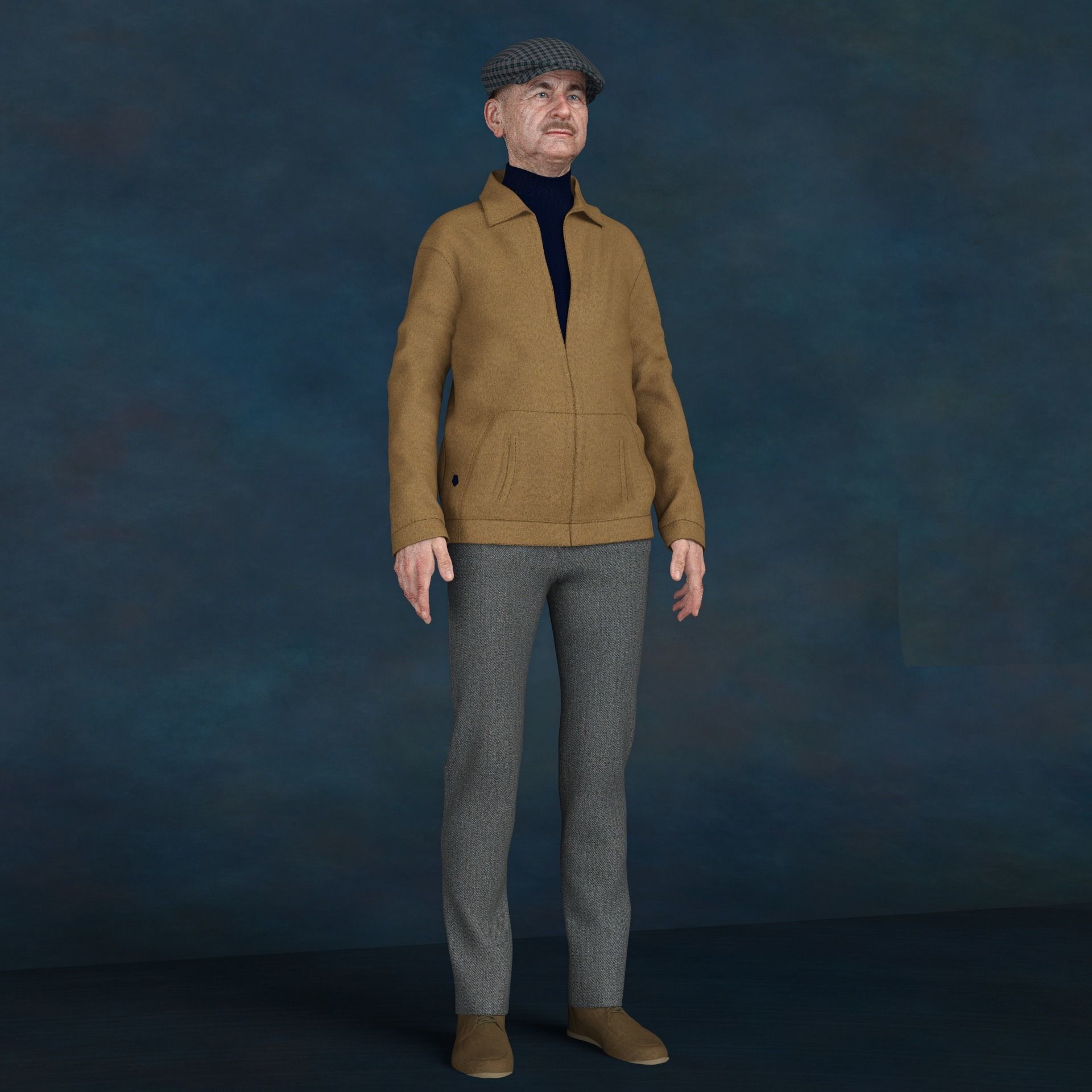 Old Man Photo realistic Character Low-poly 3D model_3