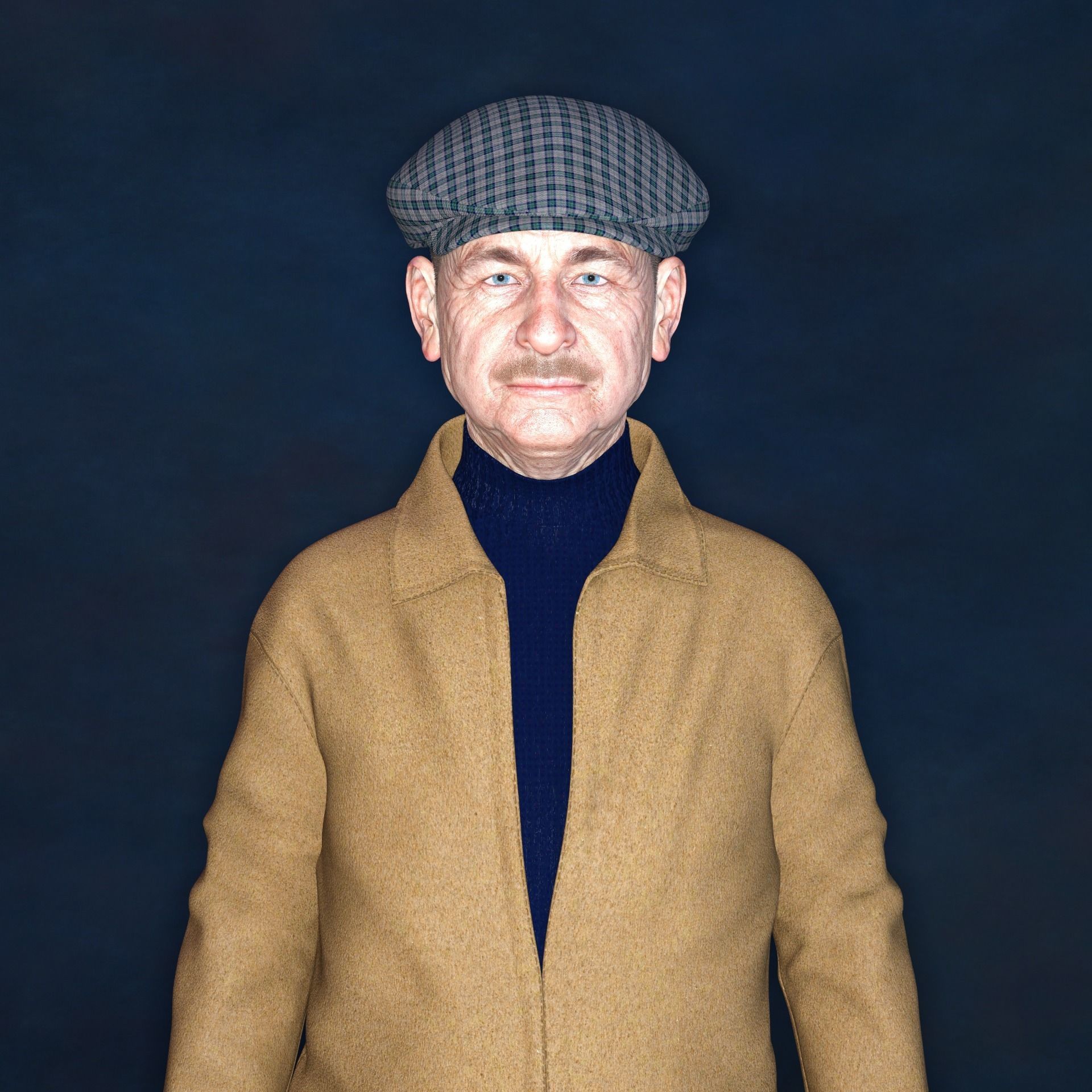 Old Man Photo realistic Character Low-poly 3D model_2