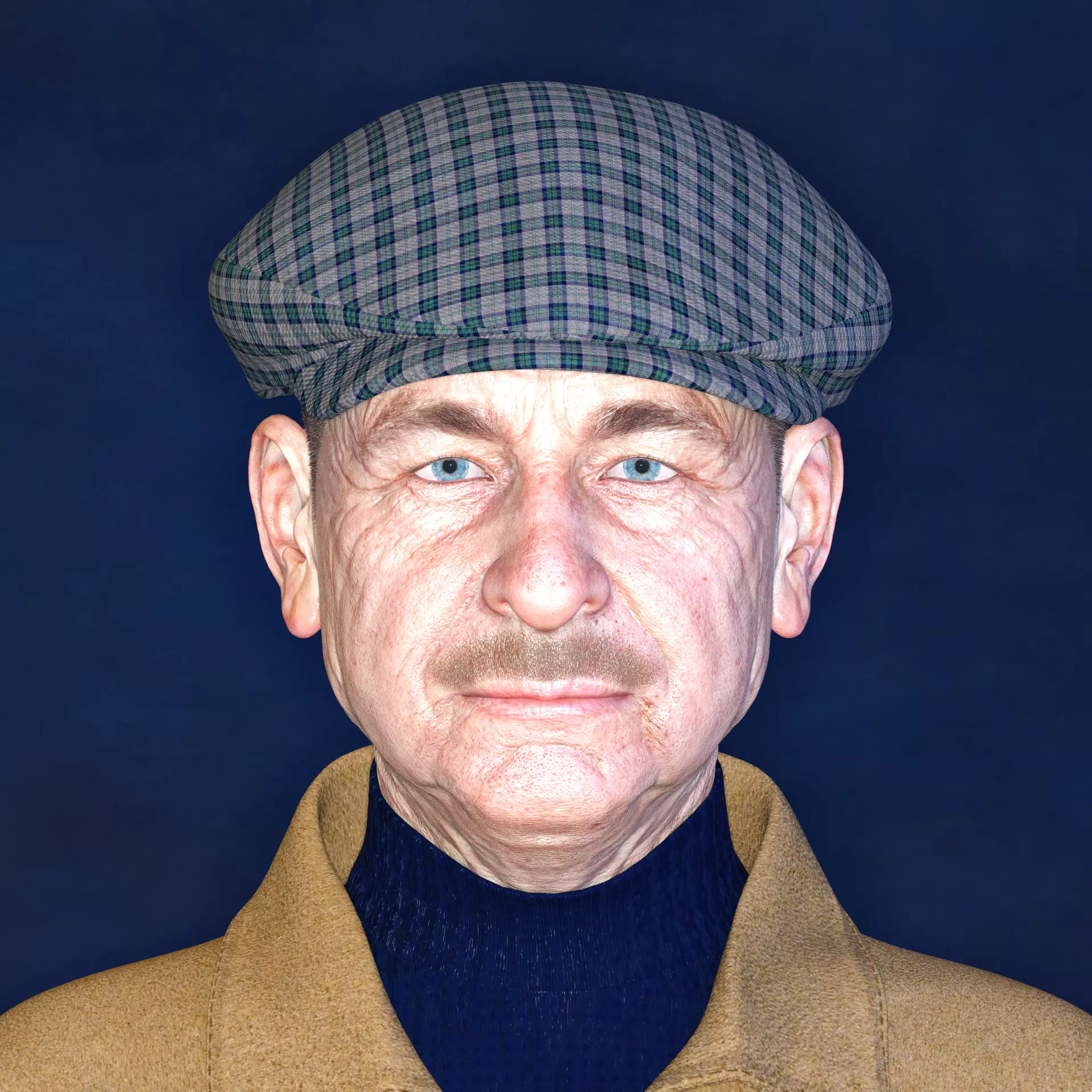 Old Man Photo realistic Character Low-poly 3D model_0