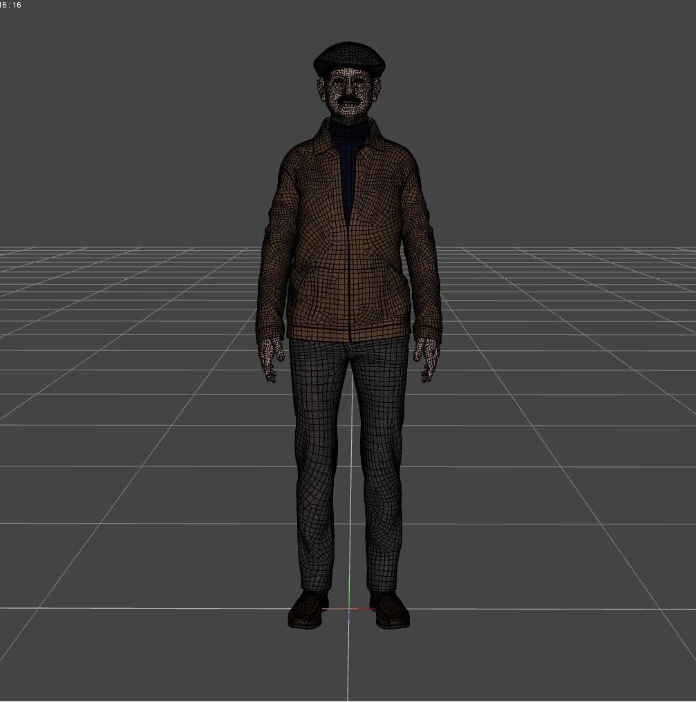 Old Man Photo realistic Character Low-poly 3D model_8