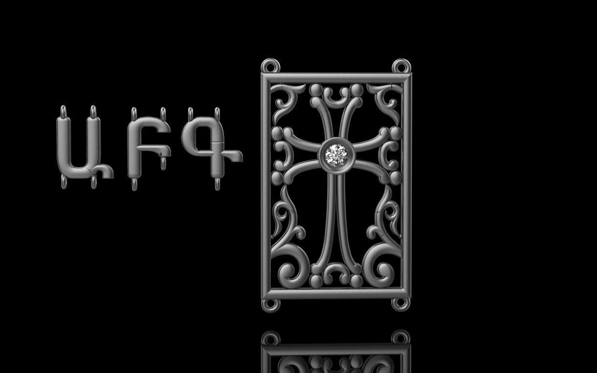 armenian cross and letters bracelet and pendant 3D print model_17