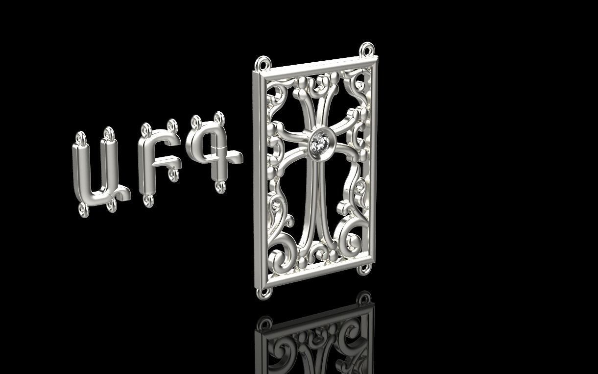 armenian cross and letters bracelet and pendant 3D print model_12