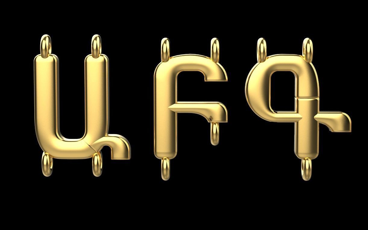 armenian cross and letters bracelet and pendant 3D print model_9