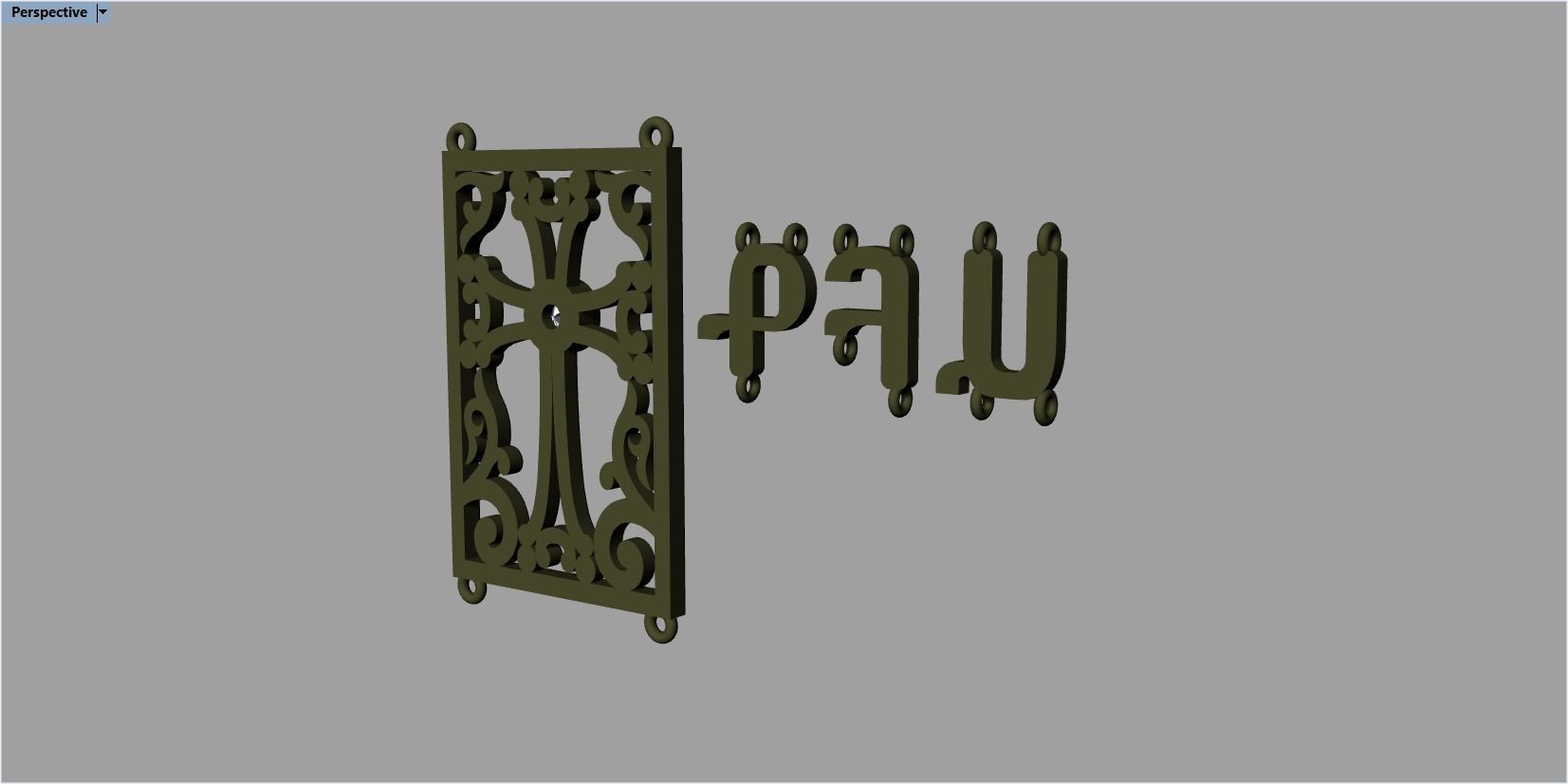 armenian cross and letters bracelet and pendant 3D print model_22