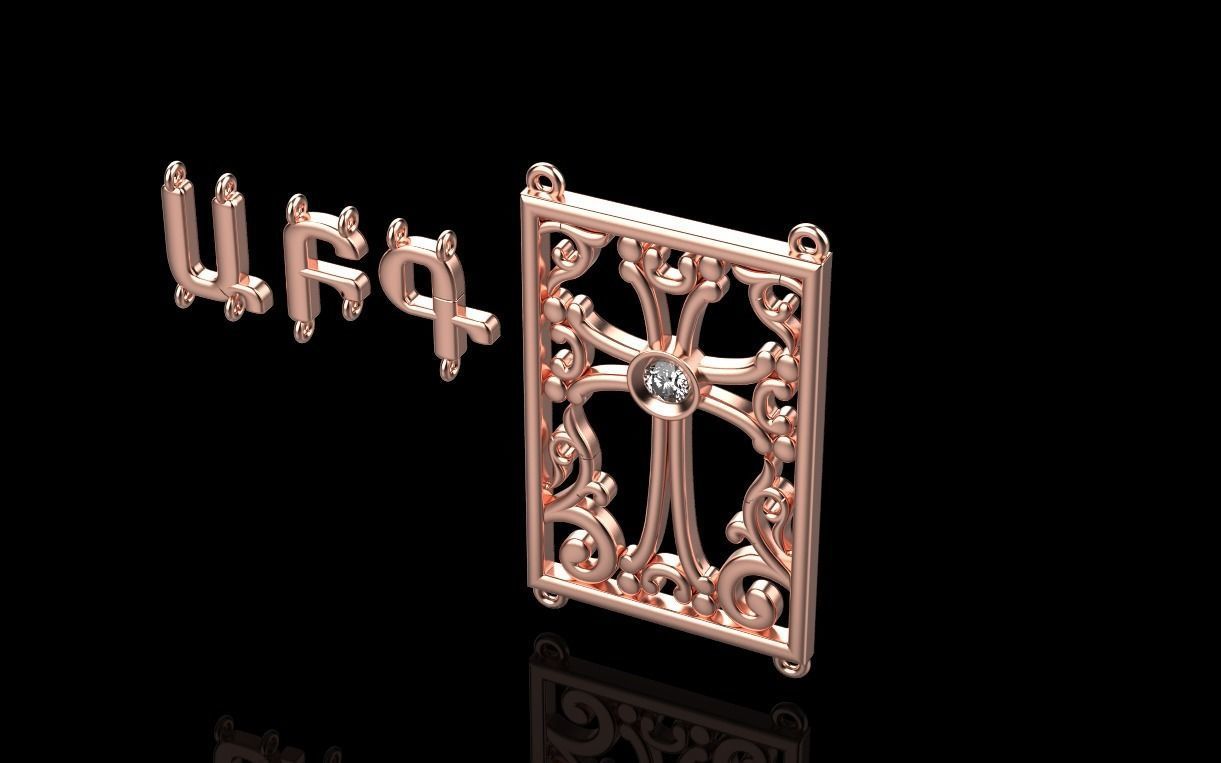 armenian cross and letters bracelet and pendant 3D print model_15