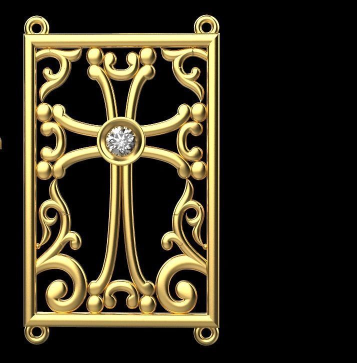 armenian cross and letters bracelet and pendant 3D print model_4