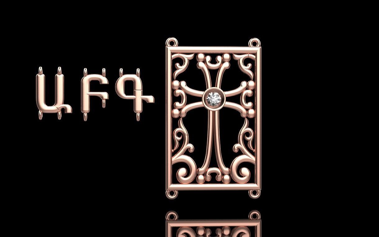 armenian cross and letters bracelet and pendant 3D print model_14