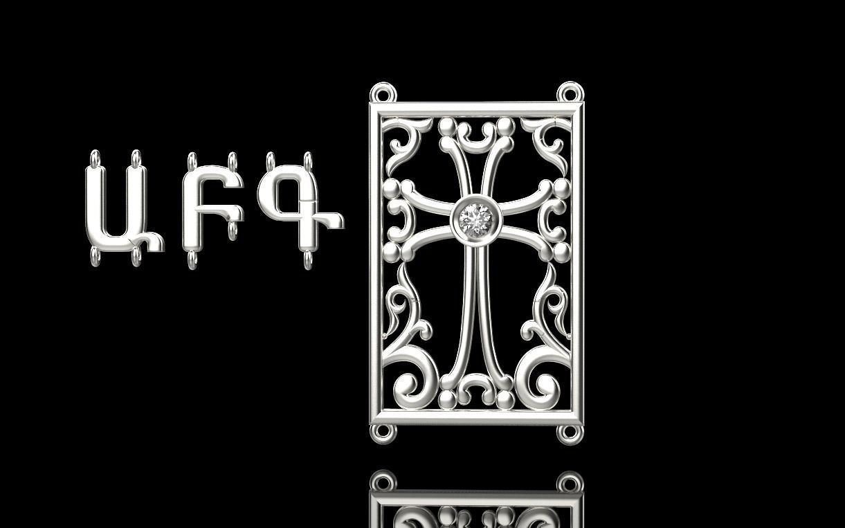 armenian cross and letters bracelet and pendant 3D print model_10