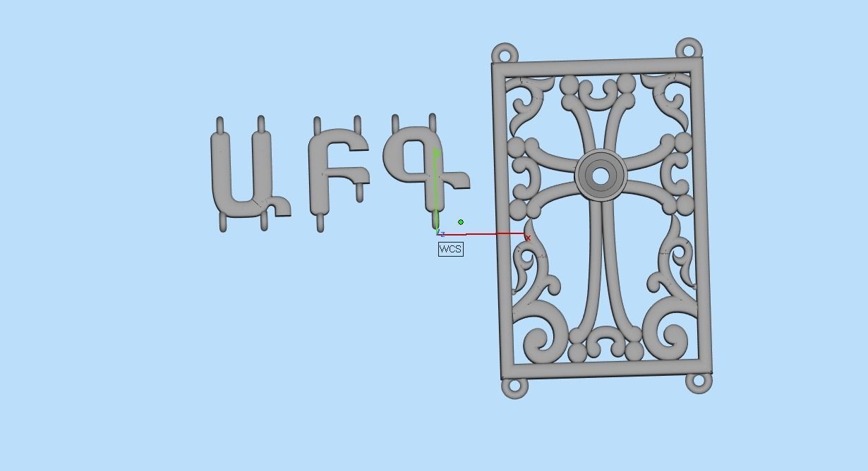 armenian cross and letters bracelet and pendant 3D print model_30