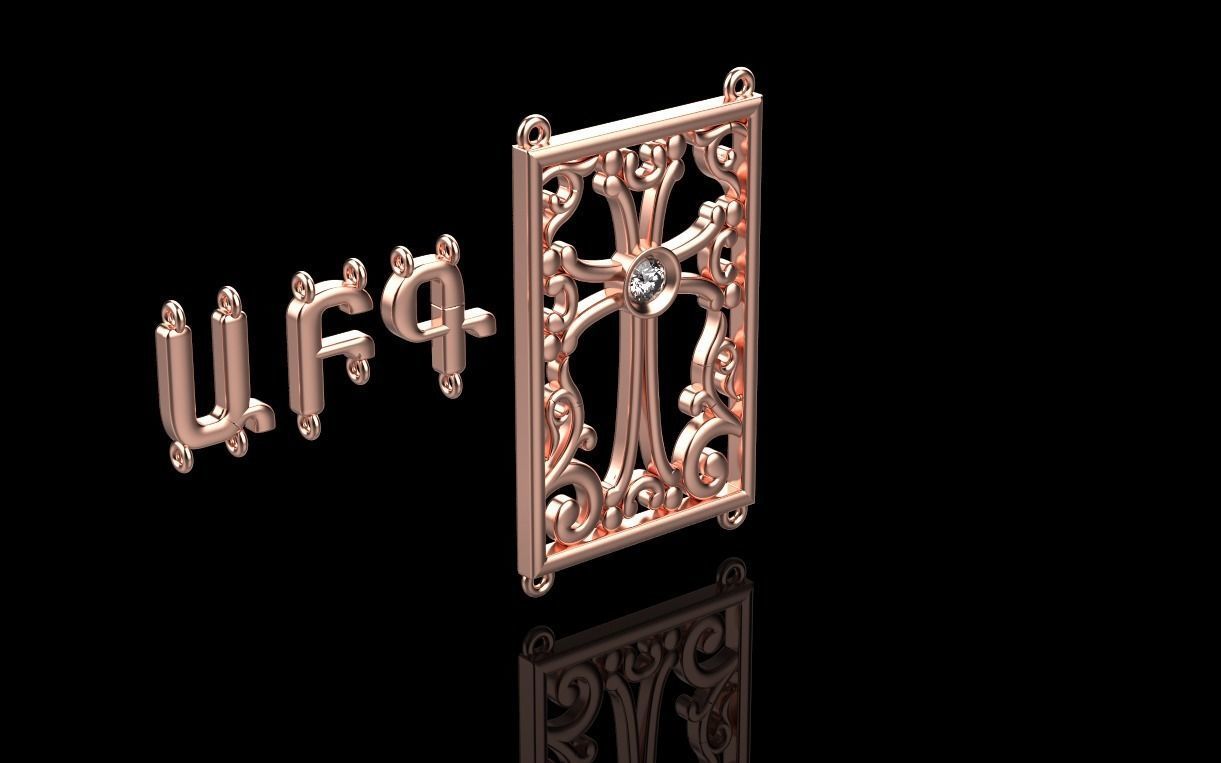 armenian cross and letters bracelet and pendant 3D print model_13