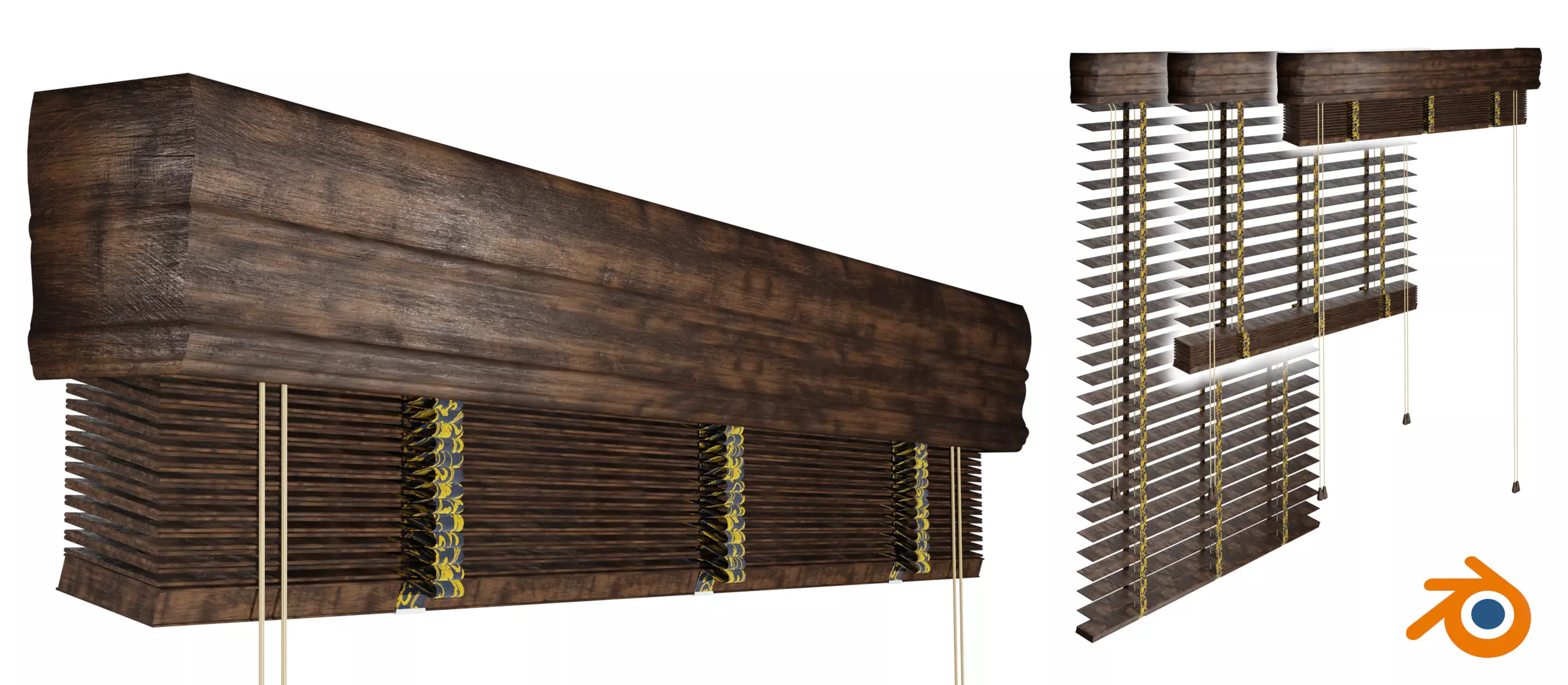 Dark Wood Venetian Blind Free 3D model_0