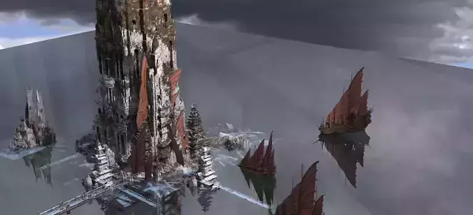 fortress structures pirate City Kit bash 3D model