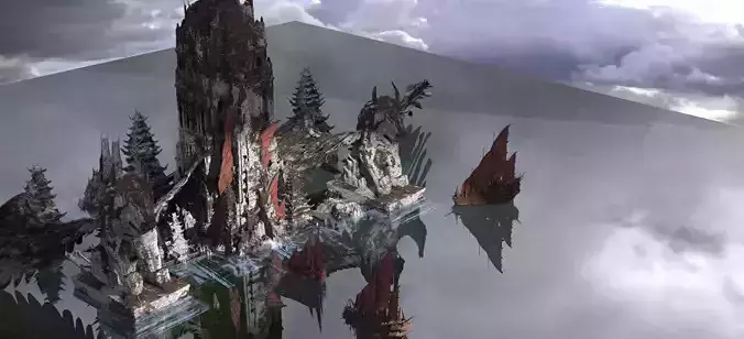 Asian samurai Ruins Kit bash  3D model