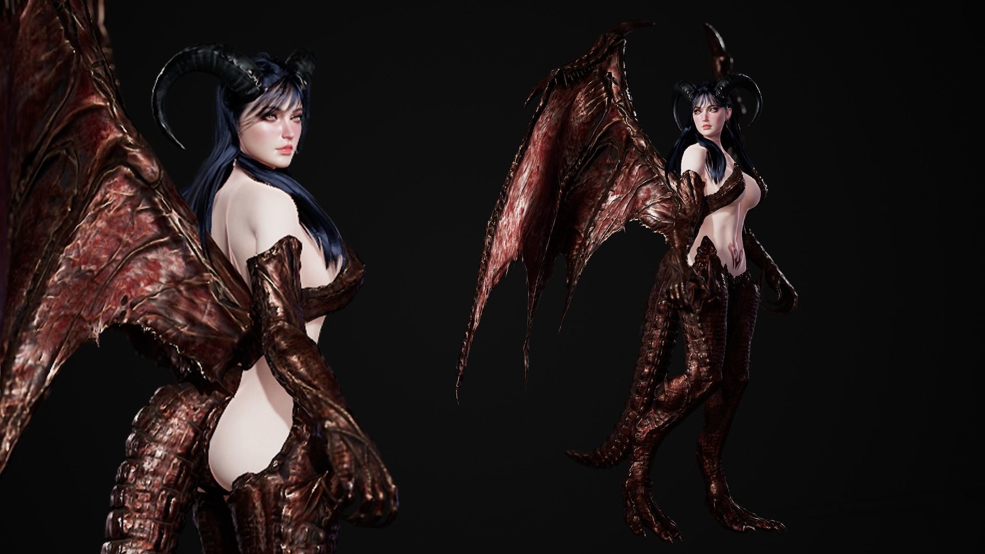 Dragon Girl - Game Ready Low-poly 3D model_4
