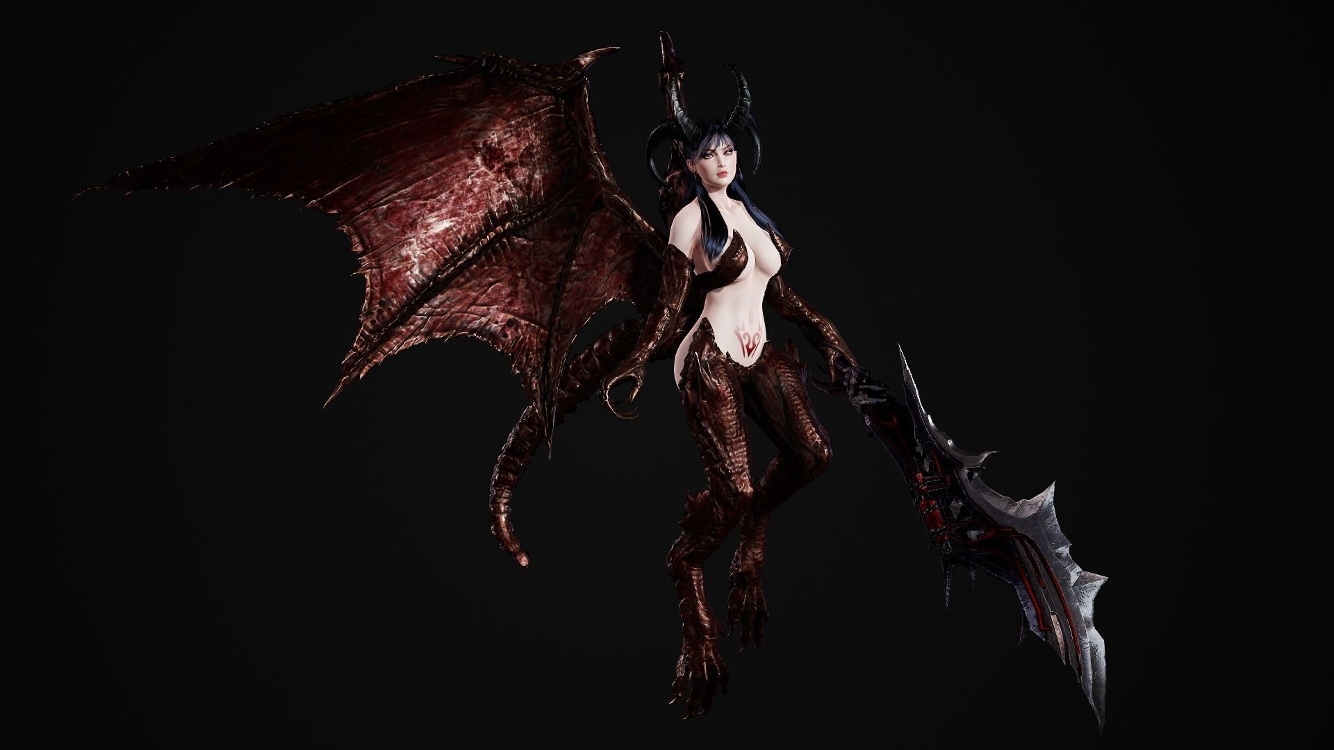 Dragon Girl - Game Ready Low-poly 3D model_7