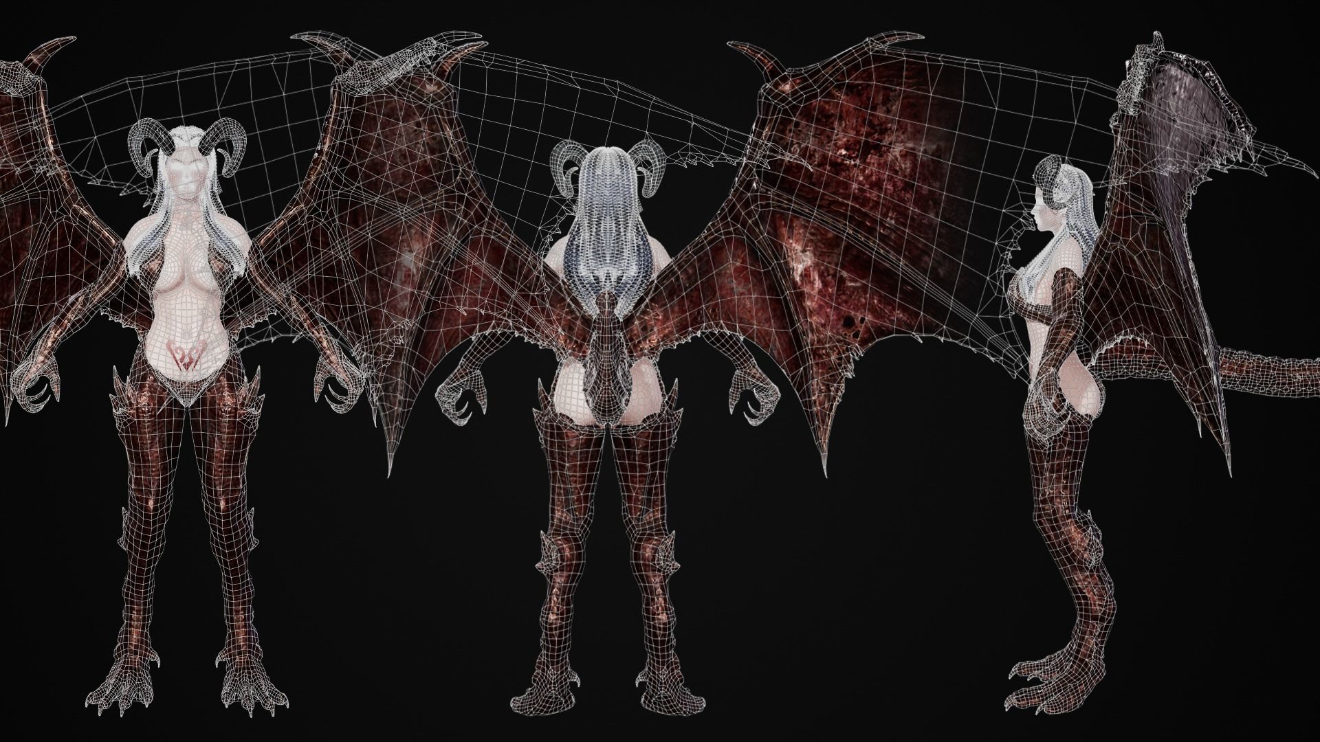 Dragon Girl - Game Ready Low-poly 3D model_11
