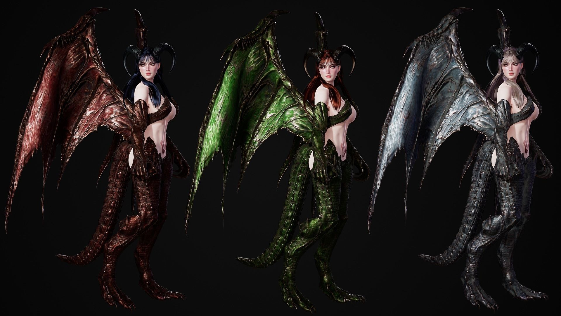 Dragon Girl - Game Ready Low-poly 3D model_8