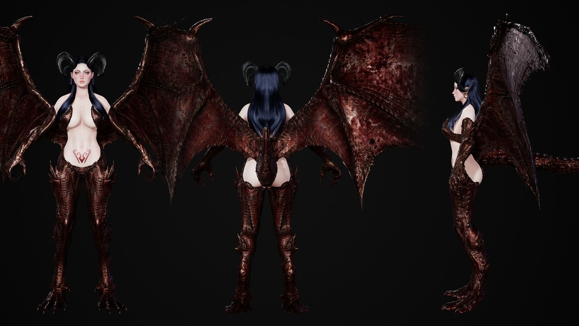 Dragon Girl - Game Ready Low-poly 3D model_10