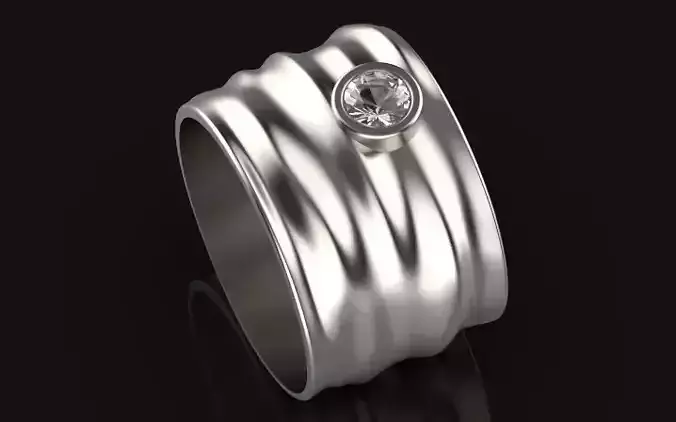 Men fashion Ring Sculpture jewelry Silver Gold  Print